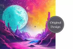 Neon Space Tumbler Wrap, Galaxy Tumbler Sublimation PNG Product Image 2