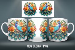 3D Peacock Mug Sublimation I Mug Wrap Product Image 2