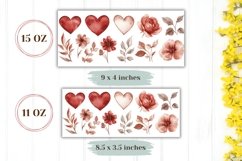Watercolor Love Hearts Mug Design, Flowers Mug Template Product Image 2