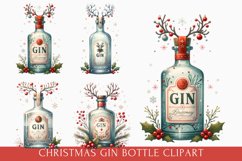 Christmas Gin Bottle clipart, Christmas Bottle Sublimation Product Image 1