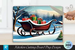 Vintage Sleigh with Christmas Gifts in Snowy Cutting Board Product Image 1