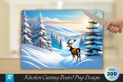 Deer and Snowy Trees Cutting Board PNG Design Product Image 1
