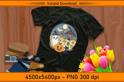 Cute Christmas Ghost Cat and Pumpkin Sublimation PNG Product Image 2