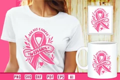 Breast Cancer Warrior SVG I Pink Cancer Ribbon SVG Designs Product Image 2
