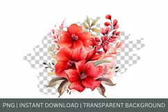 Watercolor Red flowers, Floral clipart, Botanical Clipart Product Image 2