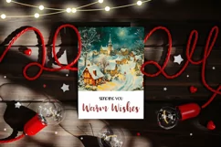 Christmas Village Greeting Cards, Vintage Christmas Print Product Image 2