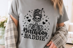 Birthday Baddie Svg, Birthday Girl Svg, Skeleton Girl Svg. Product Image 3