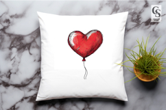 Hand Drawn Red Heart Balloon Clipart Sublimation PNG Product Image 2