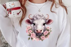 Beautiful Christmas Cow Clipart, Christmas Cow Clipart Product Image 2