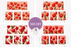 Red Mug Wrap Designs, Red Tulips Mug Template Product Image 2