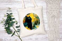 Black Cat Illustration, Cartoon Cat PNG, Floral Illustration Product Image 2