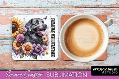 Dog Square Coaster - Dog Mom Floral Coaster Sublimation Product Image 1