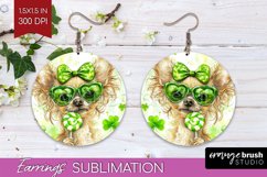 Chihuahua St. Patricks Day Dog Round Earrings Dog PNG Product Image 1