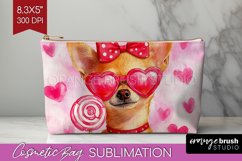 Chihuahua Valentine Cosmetic Bag Valentines Day Makeup Bag Product Image 1