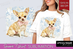 Chihuahua Dog Square Tshirt Background Blue Toile PNG Product Image 1