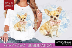 Chihuahua Dog Round Tshirt Background Blue Toile PNG Product Image 1