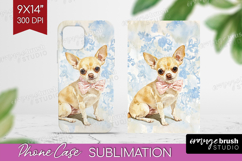 Chihuahua Dog Phone Case PNG Blue Toile Case PNG Sublimation Product Image 1