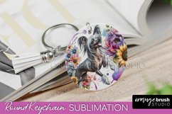 Chinese Crested Keychain Dog Sublimation Floral PNG Product Image 1