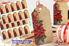 Printable Christmas gift tags PDF / poinsettia / retro paper Product Image 1