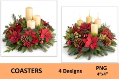 Christmas Coaster/Candle, Plants floral arrangement/PNG Product Image 2