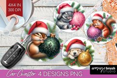Christmas Animals Car Coaster - Cute Christmas Coaster PNG Product Image 1