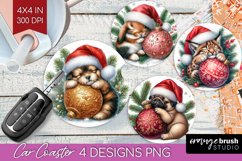 Christmas Animals Car Coaster - Cute Christmas Coaster PNG Product Image 1