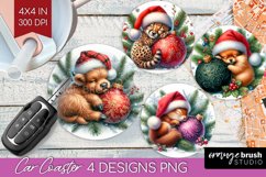 Christmas Animals Car Coaster - Cute Christmas Coaster PNG Product Image 1