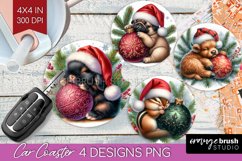 Christmas Animals Car Coaster - Cute Christmas Coaster PNG Product Image 1