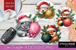 Christmas Animals Car Coaster - Cute Christmas Coaster PNG Product Image 1