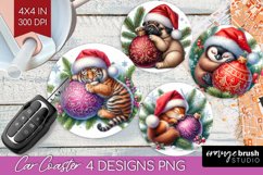 Christmas Animals Car Coaster - Cute Christmas Coaster PNG Product Image 1