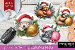 Christmas Animals Car Coaster - Cute Christmas Coaster PNG Product Image 1