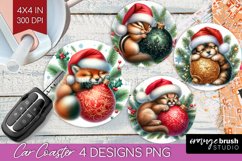 Christmas Animals Car Coaster - Cute Christmas Coaster PNG Product Image 1