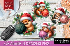 Christmas Animals Car Coaster - Cute Christmas Coaster PNG Product Image 1
