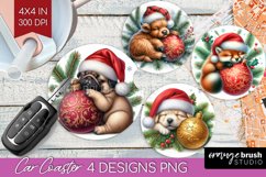 Christmas Animals Car Coaster - Cute Christmas Coaster PNG Product Image 1