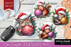 Christmas Animals Car Coaster - Cute Christmas Coaster PNG Product Image 1