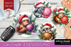 Christmas Animals Car Coaster - Cute Christmas Coaster PNG Product Image 1
