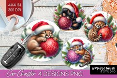 Christmas Animals Car Coaster - Cute Christmas Coaster PNG Product Image 1