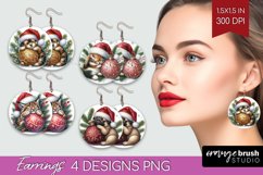Christmas Animals Round Earrings - Cute Christmas PNG Product Image 1