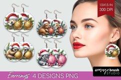 Christmas Animals Round Earrings - Cute Christmas PNG Product Image 1