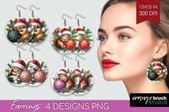 Christmas Animals Round Earrings - Cute Christmas PNG Product Image 1