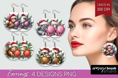 Christmas Animals Round Earrings - Cute Christmas PNG Product Image 1