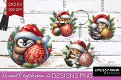 Christmas Animals Keychain PNG - Cute Christmas Keychain Product Image 1