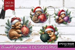 Christmas Animals Keychain PNG - Cute Christmas Keychain Product Image 1