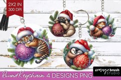 Christmas Animals Keychain PNG - Cute Christmas Keychain Product Image 1