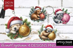 Christmas Animals Keychain PNG - Cute Christmas Keychain Product Image 1