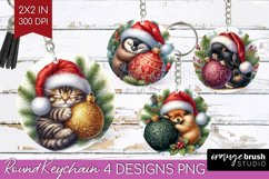 Christmas Animals Keychain PNG - Cute Christmas Keychain Product Image 1