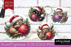 Christmas Animals Keychain PNG - Cute Christmas Keychain Product Image 1