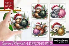 Christmas Animals Magnet Sublimation - Cute Christmas Square Product Image 1