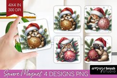 Christmas Animals Magnet Sublimation - Cute Christmas Square Product Image 1