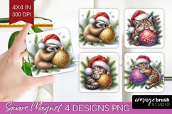 Christmas Animals Magnet Sublimation - Cute Christmas Square Product Image 1
